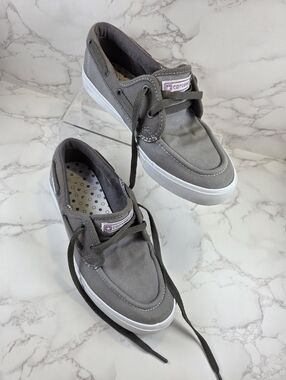 Converse Gray Canvas Lace-Up Boat Sneakers(B10)